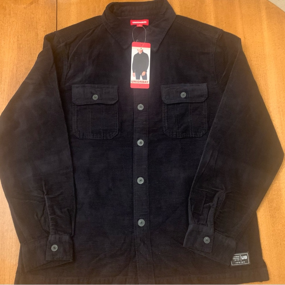 UNIONBAY Men’s Corduroy. Overshirt, Dark blue, Medium